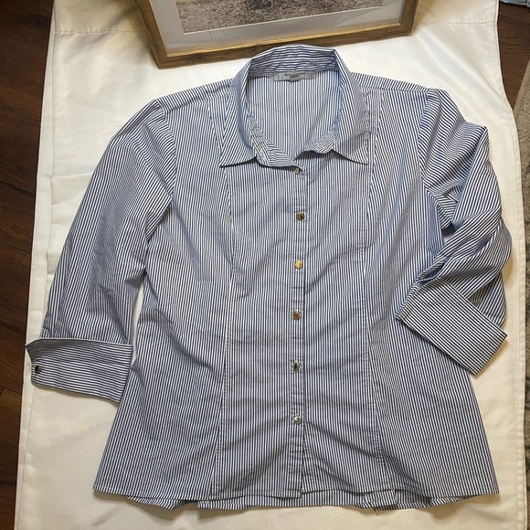 Marc New York size large blue and whites striped button down shirt - Picture 1 of 7